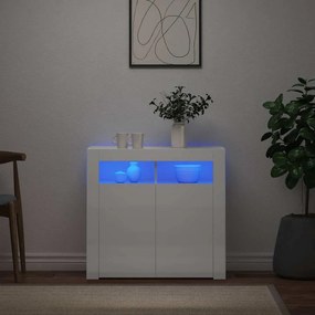 vidaXL Ντουλάπι με LED Γυαλιστερό Λευκό 80 x 35 x 75 εκ.