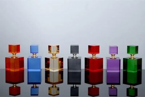 Σετ 2 τεμαχίων τετράγωνα διακοσμητικά μπουκάλια από γυαλί 4x9 cm - Πορτοκαλί Διάσταση