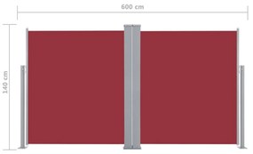 Σκίαστρο Πλαϊνό Συρόμενο Κόκκινο 140 x 600 εκ. - Κόκκινο