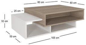 Τραπεζάκι σαλονιού Tab Megapap χρώμα λευκό - cordoba 105x60x32εκ.