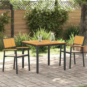 vidaXL Σέτ φαγητού για κήπο 3 pcs Μαύρο και καφέ 90 x 90 x 75 cm