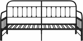 vidaXL Σκελετός κρεβατιού ημέρας Μαύρο 90 x 190 cm