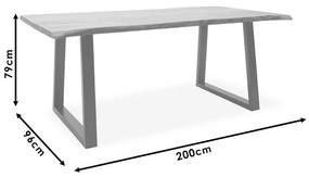 Τραπέζι Miles μασίφ ξύλο 4εκ φυσικό-πόδι μαύρο 200x96x79εκ 200x96x79 εκ.