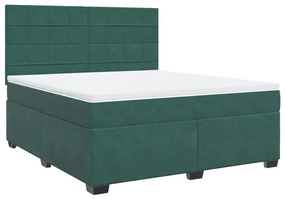 vidaXL Κρεβάτι Boxspring με Στρώμα Σκούρο Πράσινο 180x200εκ. Βελούδινο