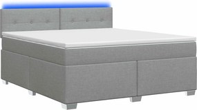 vidaXL Κρεβάτι Box Spring με Στρώμα και LED Ανοιχτό γκρι 140 x 200 cm