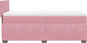 vidaXL Κρεβάτι Boxspring με Στρώμα Ροζ 80 x 200 εκ. Βελούδινο
