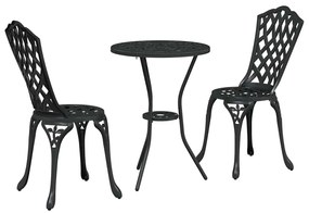 vidaXL Σετ Μπιστρό Κήπου 3 pcs Μαύρο Αλουμίνιο