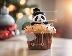 Intra Συλλεκτικό Ξύλινο Παζλ Plywood  4mm - Panda Cupcake σε διακοσμημένο τραπέζι Σε Ξύλινο Κουτί - Διαστάσεις: 10x10 cm – 25 κομμάτια