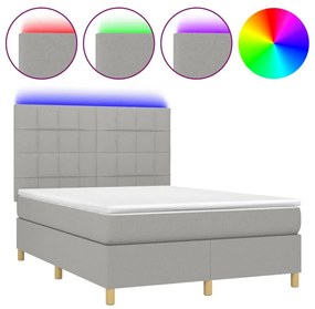 Κρεβάτι Boxspring με Στρώμα &amp; LED Αν.Γκρι 140x200εκ. Υφασμάτινο - Γκρι