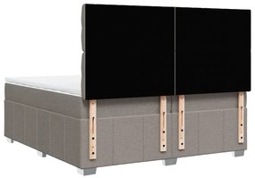 Κρεβάτι Boxspring με Στρώμα Taupe 200x200 εκ. Υφασμάτινο - Μπεζ-Γκρι