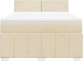 vidaXL Κρεβάτι Boxspring με Στρώμα Κρεμ 160x200 εκ. Υφασμάτινο
