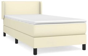 vidaXL Κρεβάτι Boxspring με Στρώμα Κρεμ 90x200 εκ. από Συνθετικό Δέρμα