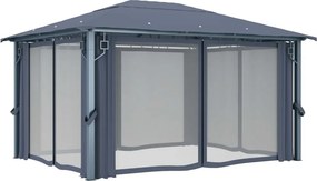 vidaXL Κιόσκι με Κουρτίνα Ανθρακί 400 x 300 εκ. Αλουμινίου