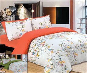 Σετ Σεντόνια Le Blanc Premium Flowers Peach Μονά με λάστιχο 100x200+33