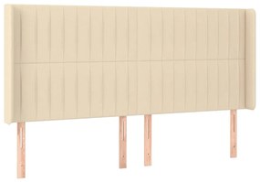 vidaXL Κρεβάτι Boxspring με Στρώμα &amp; LED Κρεμ 160x200 εκ. Υφασμάτινο