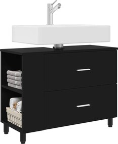 vidaXL Έπιπλο μπάνιου Μαύρο 80 x 35 x 60 cm Επεξεργασμένο Ξύλο