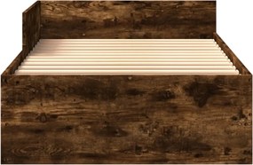 vidaXL Πλαίσιο Κρεβ. Χωρ. Στρώμα Καπνιστή Δρυς 90x200 εκ. Επεξ. Ξύλο
