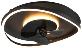Ανεμιστήρας Οροφής Sortland R67393132 Με Φως Led 30W 6500K Και Τηλεχειριστήριο Φ50x15cm Black Mat RL Lighting Διάμετρος 50cm