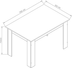 Τραπέζι Κουζίνας Sonoma HAZEL 140x80x75cm