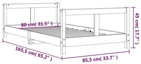 Πλαίσιο Παιδικού Κρεβατιού 80 x 160 εκ. από Μασίφ Ξύλο Πεύκου - Καφέ