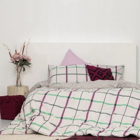 Σεντόνια Μονά (Σετ) Palamaiki Fashion FL6164 Εκρού,Μωβ ΧΩΡΙΣ ΛΑΣΤΙΧΟ 170x260