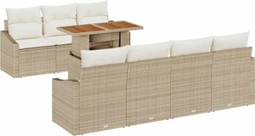 vidaXL Σετ Καναπέ Κήπου με αποθήκευση 8 pcs Μπεζ Πολυ ράταν