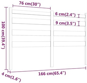 vidaXL Κεφαλάρι Κρεβατιού Λευκό 166 x 4 x 100 εκ. Μασίφ Ξύλο Πεύκου