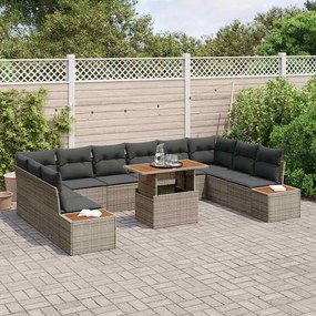 vidaXL Σέτ φαγητού για κήπο 11 pcs Γκρι, Καφέ 100 x 55 x 73 εκ