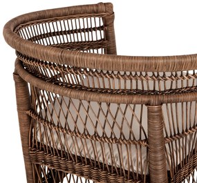 Καρέκλα - Πολυθρόνα MALAWI C9635.01 Ξύλο Μαόνι με Rattan Kαφέ και Λευκό Μαξιλάρι 80x70x86Υεκ. 80x70x86 εκ.