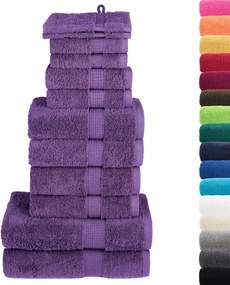 vidaXL Πετσέτες Premium Σετ 12 Τεμ. SOLUND Μοβ 600 γρ/μ²