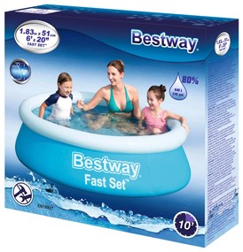 Bestway Πισίνα Φουσκωτή Στρογγυλή Fast Set Μπλε 183 x 51 εκ.