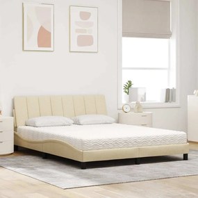 vidaXL Κρεβάτι με Στρώμα Hanko Κρεμ 160x200 εκ. Υφασμάτινο