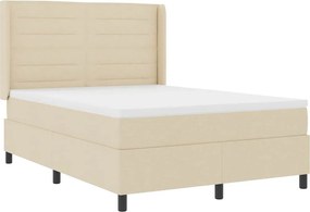 vidaXL LED Κρεβάτι με βάθρο με στρώμα Κρεμ 140 x 200 cm ύφασμα