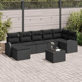 vidaXL Σετ Καναπέ Κήπου με μαξιλάρι 8 pcs Μαύρο Πολυ ράταν