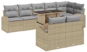 vidaXL Σετ Καναπέ Κήπου 9 pcs μπεζ και ανοιχτό γκρι 100 x 55 x 73 εκ