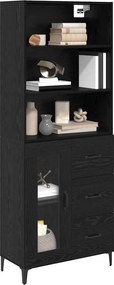vidaXL Highboard Μαύρη Οξυά 69,5 x 34 x 180 εκ. Επεξεργασμένο Ξύλο