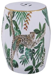 Artekko Tropical Σκαμπώ Κεραμικό Λευκό/Πράσινο Artekko 2193-DS
