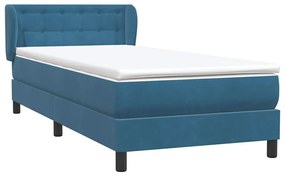 Κρεβάτι Boxspring με Στρώμα Σκούρο Μπλε 80x220 εκ. Βελούδινο - Μπλε