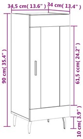 Ντουλάπι Γκρι Sonoma 34,5x34x90 εκ. από Επεξεργασμένο Ξύλο - Γκρι