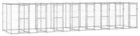 Κλουβί Σκύλου Εξ. Χώρου με Στέγαστρο 19,36 μ² Γαλβ. Χάλυβας - Ασήμι