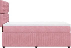 vidaXL Κρεβάτι Boxspring με Στρώμα Ροζ 90x200 εκ. Βελούδινο