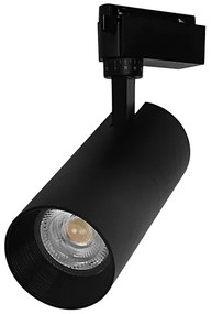 Μονοφασικό Bridgelux COB LED Μάυρο Φωτιστικό Σποτ Ράγας 30W 230V 3600lm 30° Θερμό Λευκό 3000k GloboStar 93111