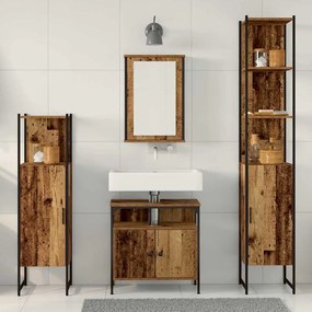 vidaXL Σετ Επίπλων Μπάνιου 4 pcs Παλαιό ξύλο 33 x 33 x 185.5 εκ