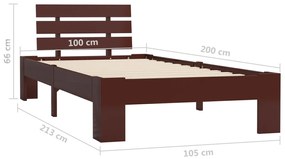 vidaXL Πλαίσιο Κρεβατιού Σκούρο Καφέ 100 x 200 εκ. Μασίφ Ξύλο Πεύκου