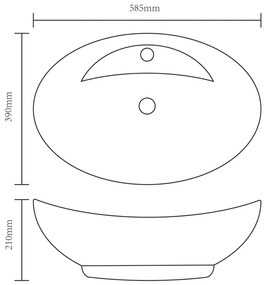 Νιπτήρας με Οπή Υπερχείλισης Ασημί 58,5x39x21 εκ. Κεραμικός - Ασήμι
