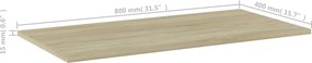 vidaXL Ράφια Βιβλιοθήκης 4 τεμ. Sonoma Δρυς 80x40x1,5 εκ. Μοριοσανίδα