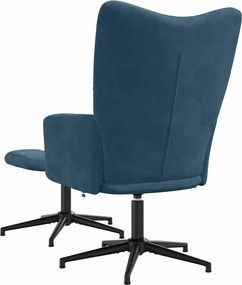 vidaXL Πολυθρόνα Relax Μπλε Βελούδινη με Σκαμπό