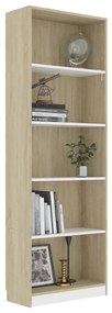 Βιβλιοθήκη με 5 Ράφια Λευκό/Sonoma 60x24x175 εκ. Μοριοσανίδα - Λευκό