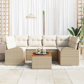 vidaXL Σετ Σαλονιού Κήπου 7 pcs Beige, λευκό 5-θέσιο Ρατάν, Ξύλο