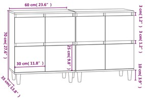 Ντουλάπια 2 τεμ. Λευκά 60 x 35 x 70 εκ. από Επεξεργασμένο Ξύλο - Λευκό